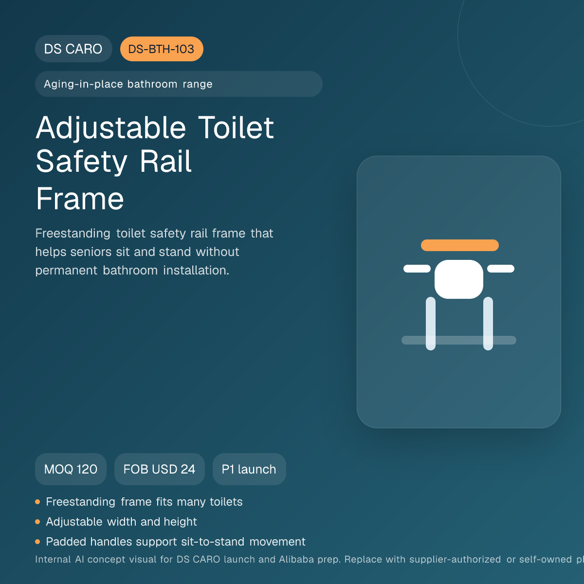 Adjustable Toilet Safety Rail Frame