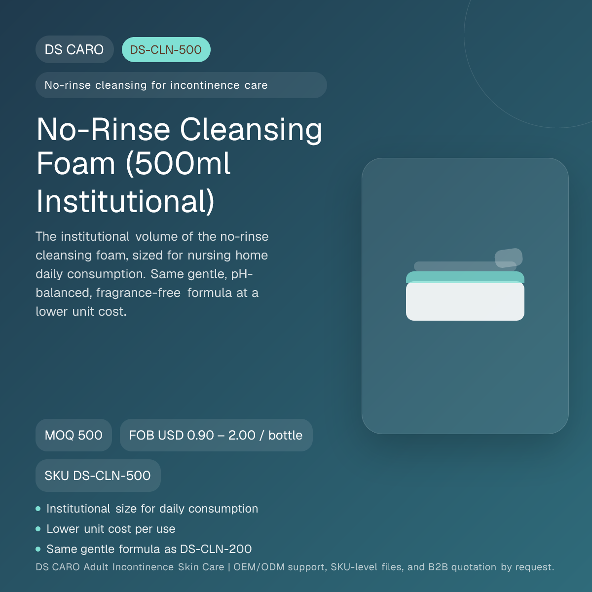 No-Rinse Cleansing Foam (500ml Institutional)