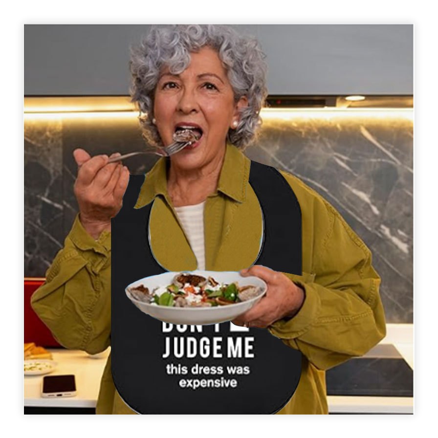 Humorous Message Waterproof Adult Bib ('I Haven't Eaten Yet' Series) - Image 3