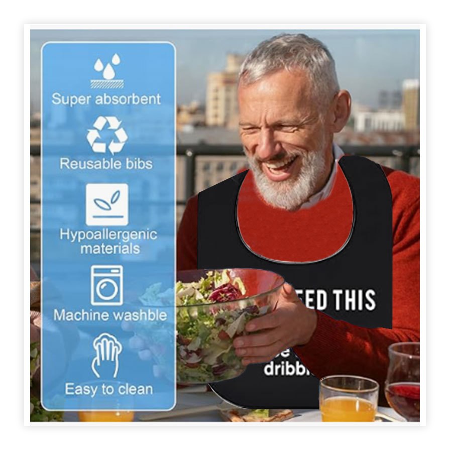 Humorous Message Waterproof Adult Bib ('I Haven't Eaten Yet' Series) - Image 4