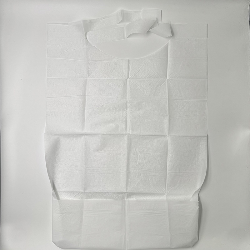 Disposable Elderly Bib (Tie-on, 10pcs/bag, White) - Image 2