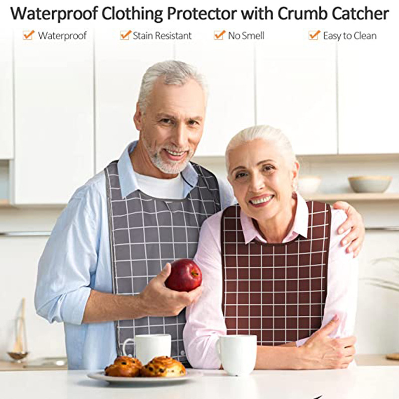 Plaid Adult Bib with Removable Crumb Catcher Bowl (5 Colorways) - Image 3