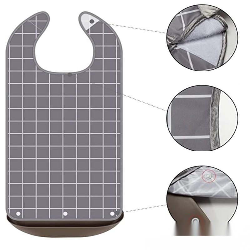 Plaid Adult Bib with Removable Crumb Catcher Bowl (5 Colorways) - Image 5