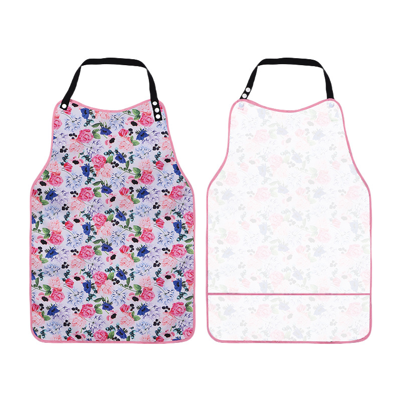 Snap-Button Floral Adult Bib with Pocket (9 Colorways) - Image 7